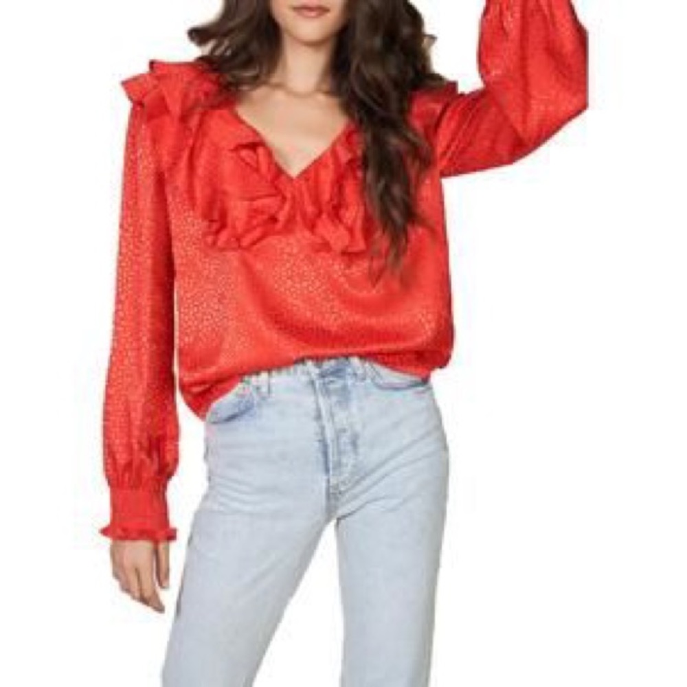 Red Ruffle Top- worm one time basically new